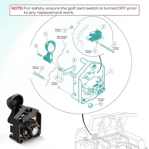 DRIVE UP Club Car DS Forward Reverse Switch 36v, Club Car Forward and Reverse Switch Assembly with Handle 36 Volt for Club Car DS 1983-Up Gas and Electric Golf Carts, OEM 1011997, 101753003