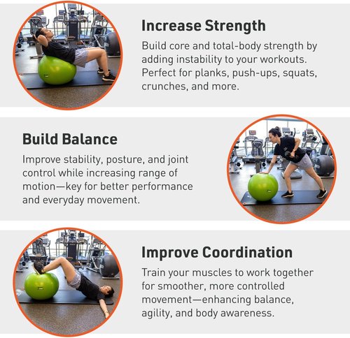 Body Sport Exercise Ball - Stability & Balance Trainer with Pump | Ideal for Home, Gym & Pilates