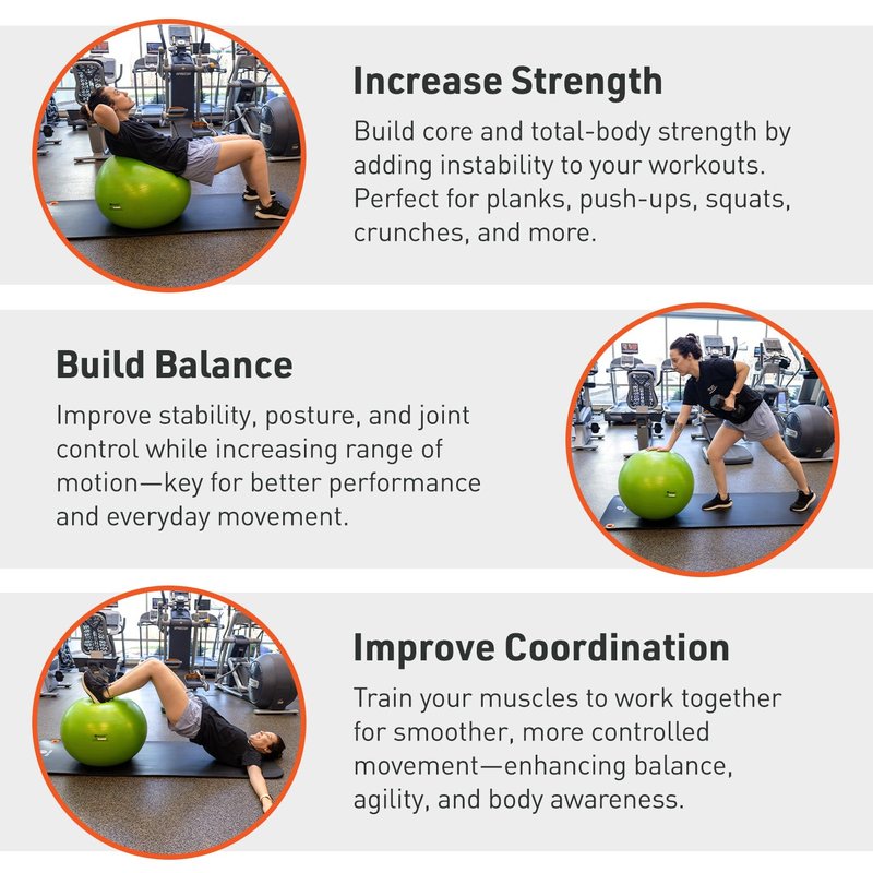 Body Sport Exercise Ball with Pump for Home, Gym, Balance, Stability, Pilates, Core Strength, Stretching, Yoga, Fitness Facilities, Desk Chairs – Yellow 65cm