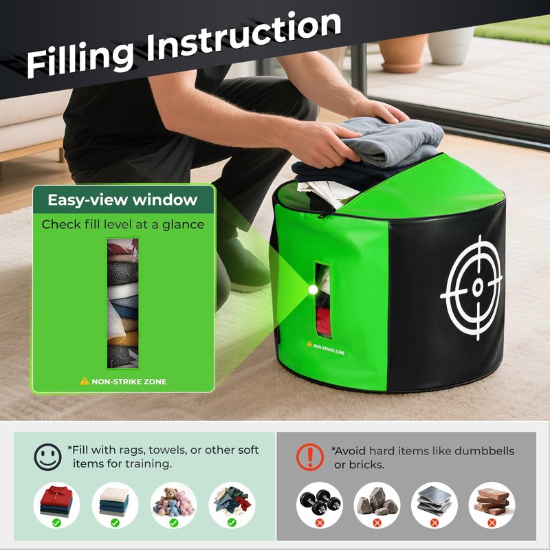 YOREPEK Golf Impact Bag for Practice, Durable Golf Hitting Bag for Swing Training with Large Printed Target, Golfs Training Aid for Men, Indoor & Outdoor Use at Home, Garage, Yard, Green