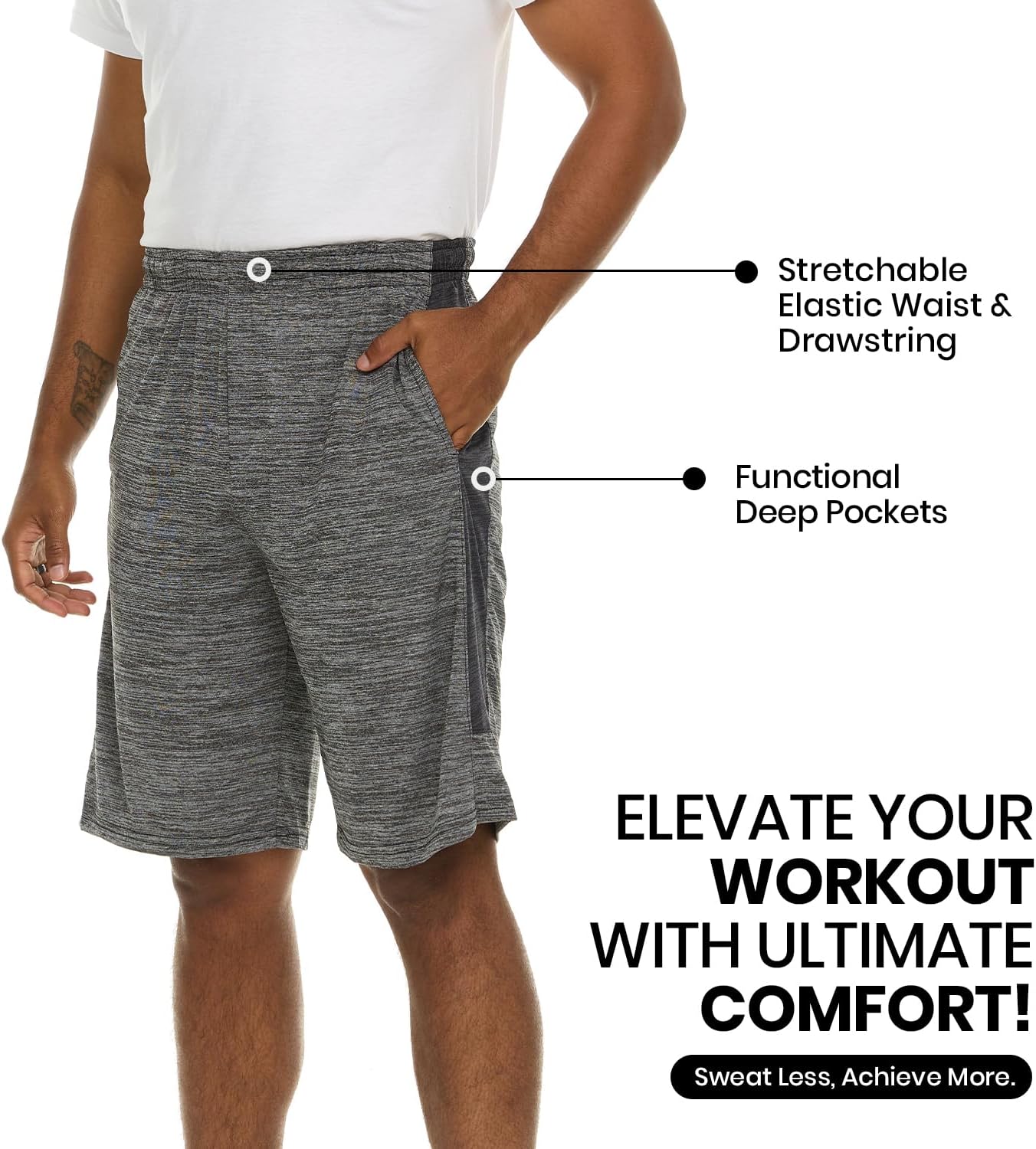Skiennix Men's Dry-Fit Performance Shorts - 5 Pack of Sweat-Resistant Athletic Wear