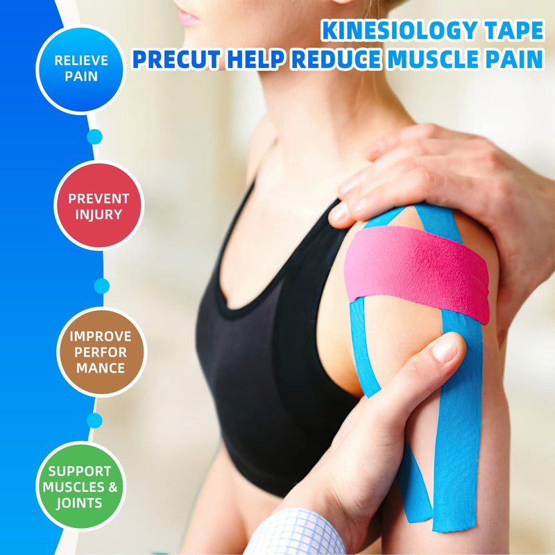 PHYTOP Kinesiology Tape - 80 Precut Strips (10" x 2") | Hypoallergenic, Latex-Free | Mixed Colors Athletic Tape for Muscle & Joint Support, Sports & Physical Therapy
