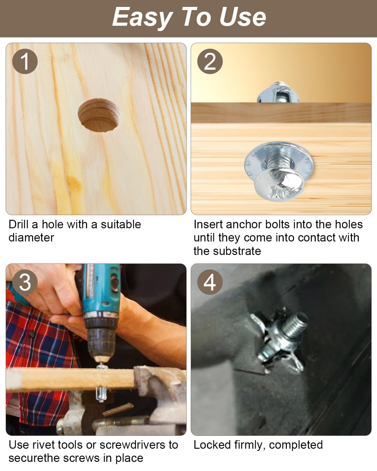AOKLIT 40Pcs Expansion Screw Petal Nut, M4 M5 M6 M8 Jack Nuts, Petal Shape Metal Nut with Screws Assembly for Hollow Wall Iron Skin Plasterboard