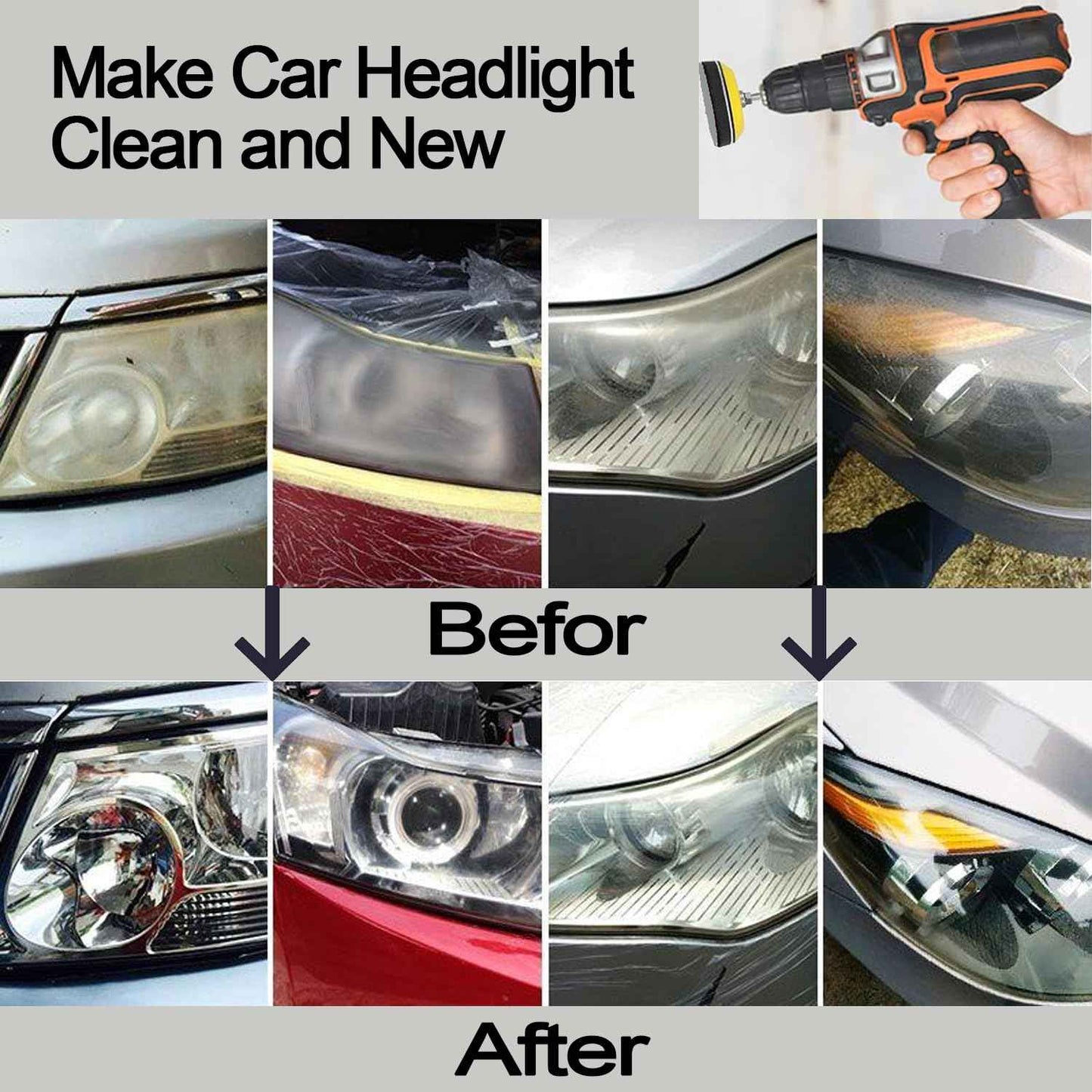 3 Inch Sanding Disc Car Headlight Restoration Kit, 120 Pcs Hook and Loop Wet Dry Sandpaper 60 to 10000 Grits Drill Polishing Buffing Pads Sponge with Rotary Tools for Car Metal Wood Glass