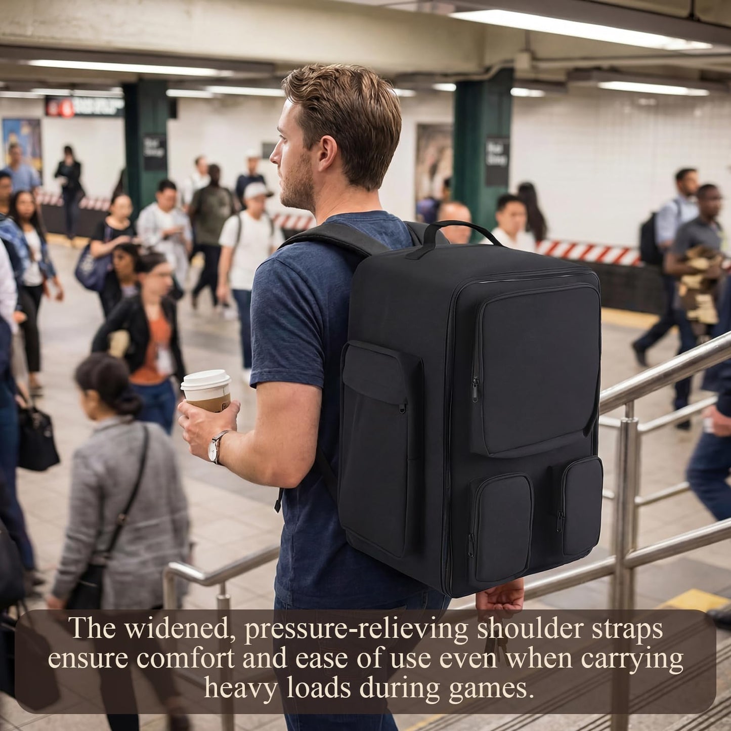 Abbylike 19.7 x 15.7 x 15.7 Inch Large Board Game Bag, Extra Large Board Game Backpack with Reinforced Structure, Padded Shoulder Straps & Multi Pockets for Dice, Cards & Tabletop Storage Travel