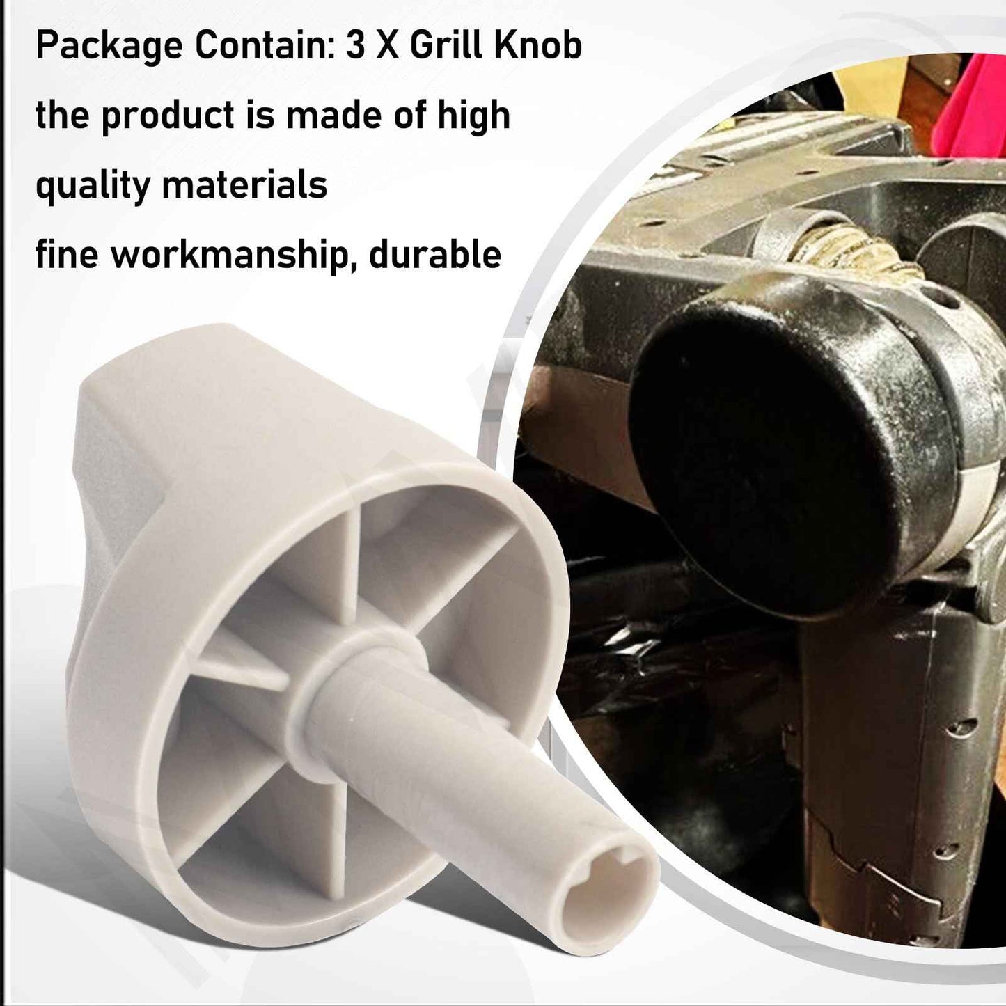 3-Pack 78960 Grill Replacement Control Knob (Stem Length 1-3/8") Compatible with Spirit 500 & 700 Genesis 1000-5500, Replaces 164670, 303614