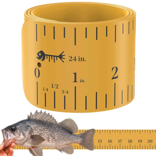 Fish Rulers Roll-up & Slap-on Premium Fishing Tape Measure - Easy-to-Read Catch and Release Fish Measuring Device for Boat & Kayak Accessories - Compact & Extendable Fish Ruler (Gold - 24" Inches)