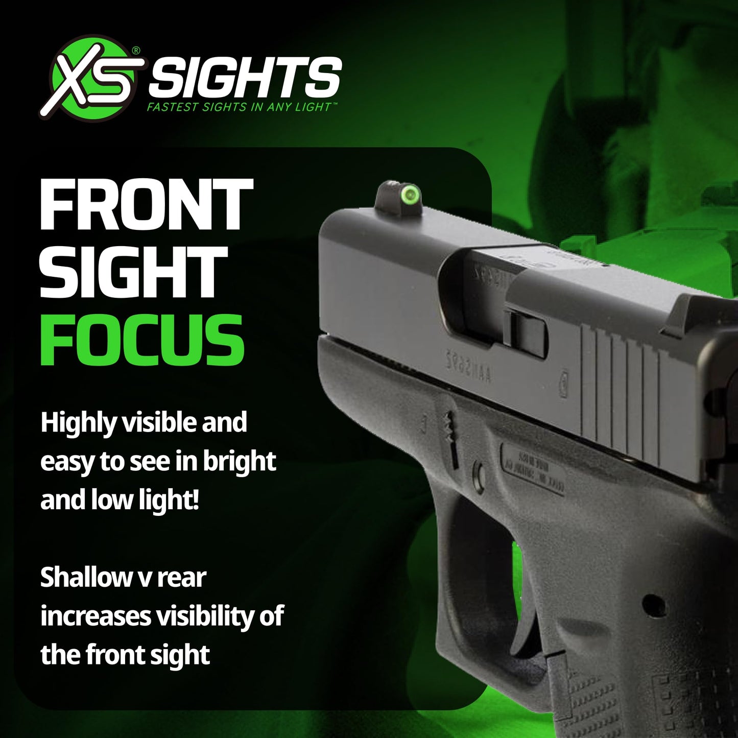 XS Sights DXW2 Big Dot Night Sight, Static Front and Tritium Rear, Low Light Visibility, DIY Sights, Fast Target Acquisition Day Or Night, Fits Select Glocks