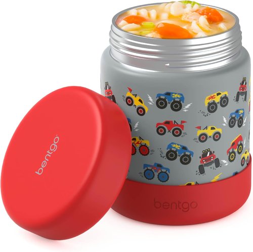 Bentgo Kids Stainless Steel Food Jar - 11oz Leak-Proof Insulated Container for Hot or Cold Meals - Trucks Design