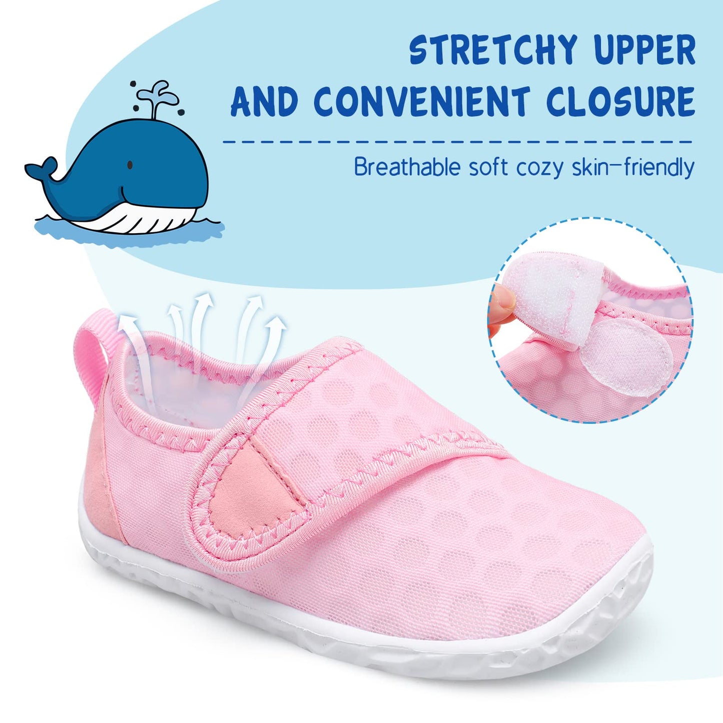 LeIsfIt Kids Water Shoes Toddler Girls Boys Swim Shoes Outdoor Quick-Dry Breathable Aqua Socks for Beach Pool Surf, Pink, 13 Little Kid