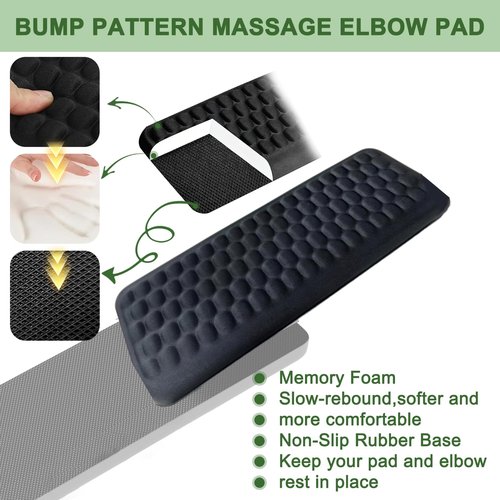 L-Shaped Memory Foam Elbow Pads for Desk, 2-Piece Ergonomic Desk Edge Cushion & Wrist Rest for Computer Keyboard, Non-Slip Arm Support for Office and Home Use, Black