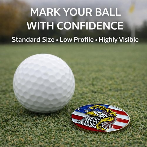Bald Eagle Bandana Golf Ball Marker and Hat Clip - American Flag Bald Eagle Golf Ball Markers and Hat Clip - Magnetic Novelty America Golf Ball Marker Hat Clip - USA Golf Ball Markers and Hat Clip