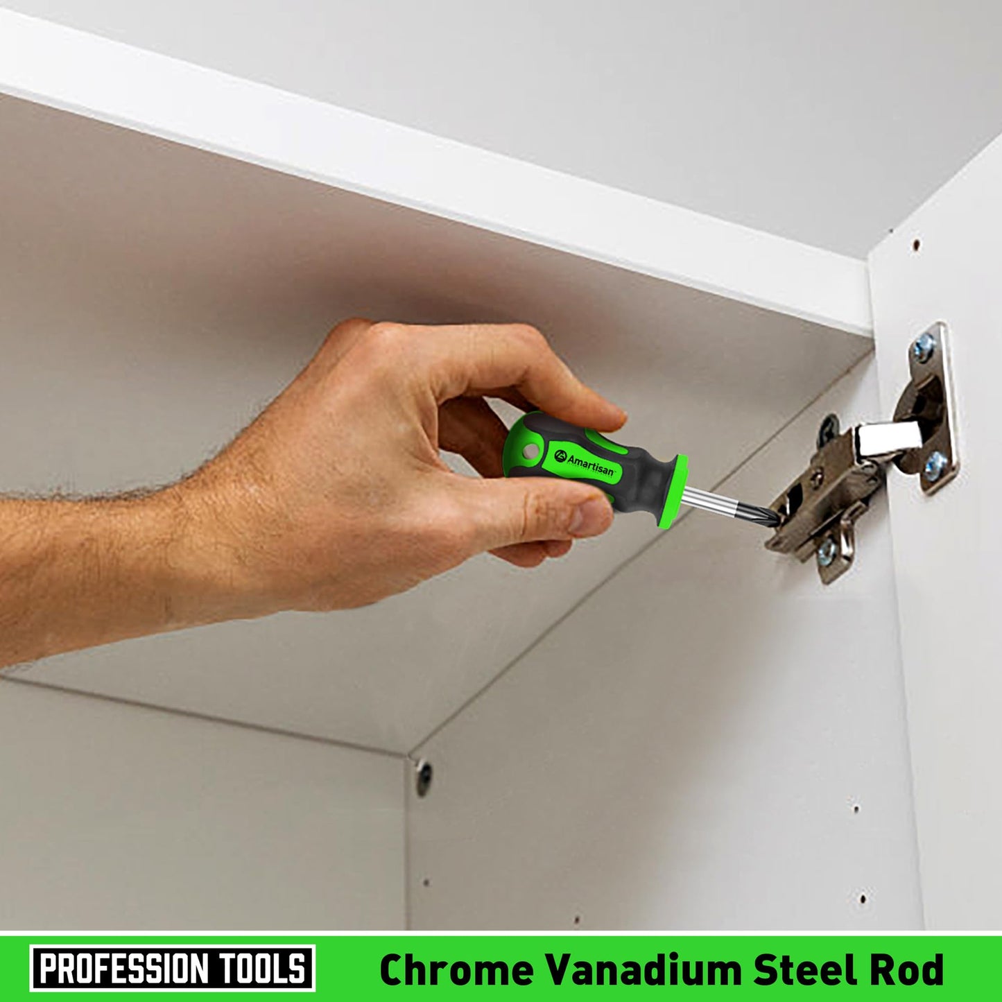 Amartisan 10-Piece Magnetic Screwdrivers Set, 5 Phillips and 5 Slotted Tips Professional Cushion Grip Screwdriver Set 2pcs Portable Multifunction Key Mini Screwdriver (Green)