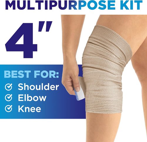 High-Performance Elastic Bandage Wrap - Strong Compression for Legs, Ankles, Wrists & Knees | 6 Pack (2x2in, 2x3in, 2x4in) - Ideal for First Aid & Post-Surgery Recovery