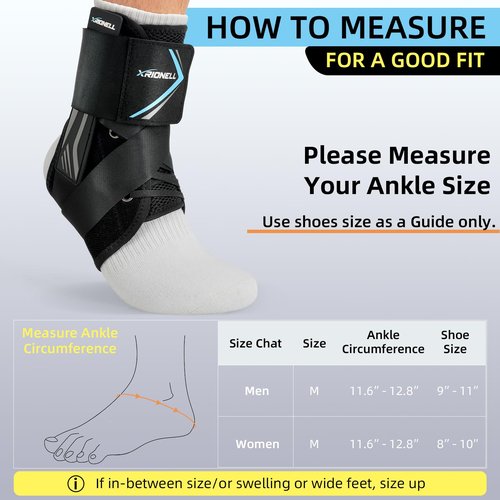 XRIONELL 2 Pack Quick Lace Up Ankle Brace for Women & Men,Slim Fit Ankle Support Brace with Side Stabilizing Pads,Adjustable & Breathable Ankle Support for Basketball Volleyball Sports, M
