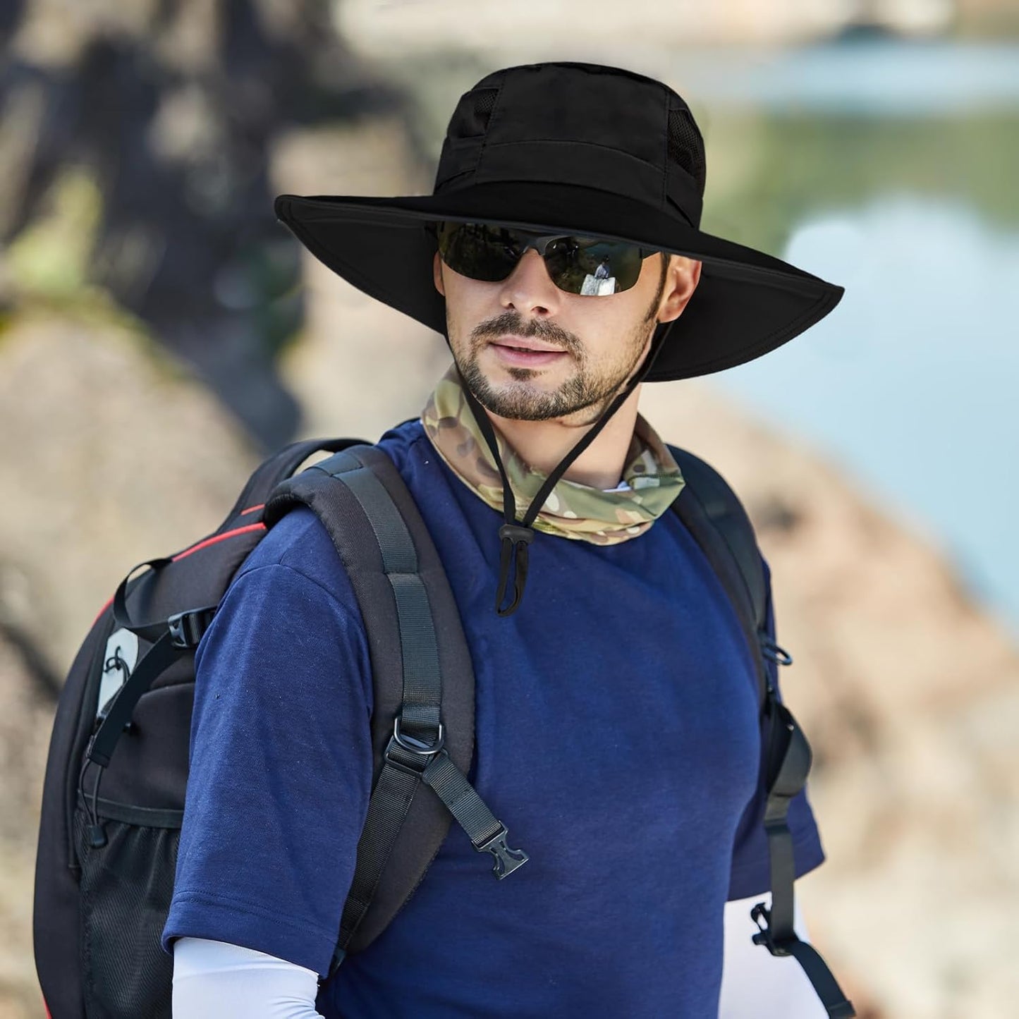 Skiennix UPF 50+ Sun Hat - Waterproof Wide Brim Bucket Hat for Fishing, Hiking, and Beach | Foldable Design