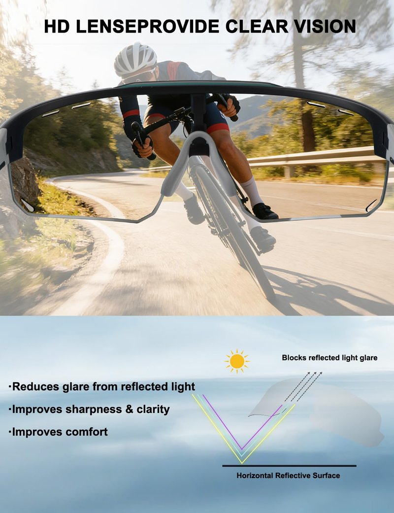 Xiyalai Sports Sunglasses for Men Women - Cycling Sunglasses for Running Baseball Driving Fishing UV400 Protection