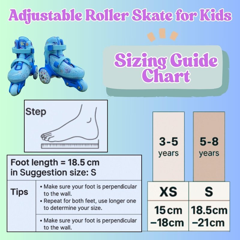 Adjustable Roller Skates for Girls Boys Kids, Fun Illuminating Light up Flash Wheels, 3-Point Type Balance with Wheel Locker Design for Beginner Age 5-8 (Blue, S)