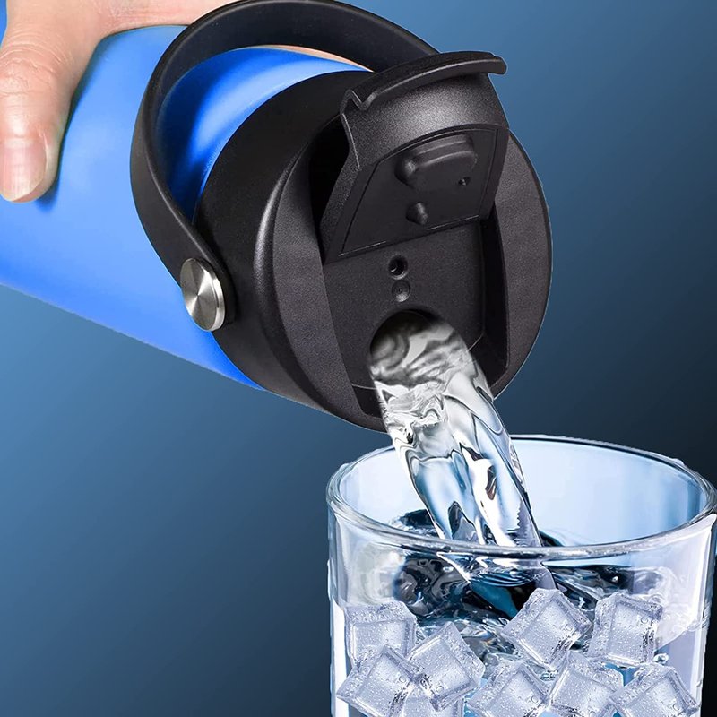 2-Pack Flip Lid Compatible with Hydro Flask Wide Mouth 12 oz, 16 oz 20 oz, 32 oz, 40 oz Water Bottles | Leakproof Replacement Cap with Flex Strap Handle for Coffee Mug & Water Bottle
