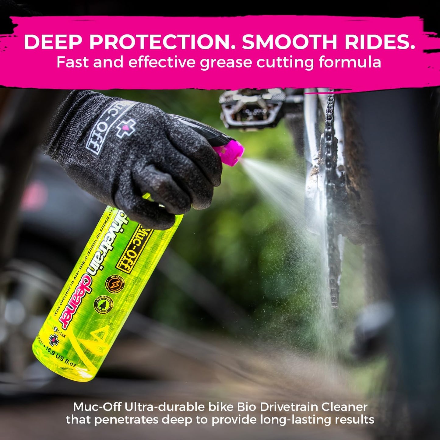 Muc-Off Bio Drivetrain Cleaner - Biodegradable Bicycle Chain Degreaser Spray | All Bike Types