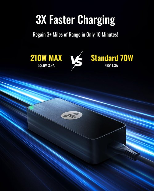 Original Ultra-Fast 210W 53.6V 3.9A Charger for Segway Ninebot MAX G3, F3, F3 Pro, GT3, ZT3 Pro, Power Supply Adapter for 48V Lithium Battery, UL Certified & 7-Safety Protection