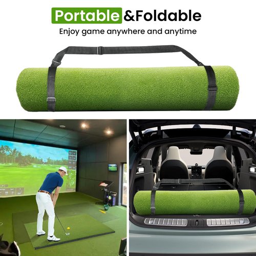 LPALNTYS Golf Hitting Mat 5x4ft, 21mm Artificial Turf Practice Mat with 9 Tees, Durable EVA Backing for Indoor | Outdoor Driving, Chipping & Swing Training，with Carrying Case