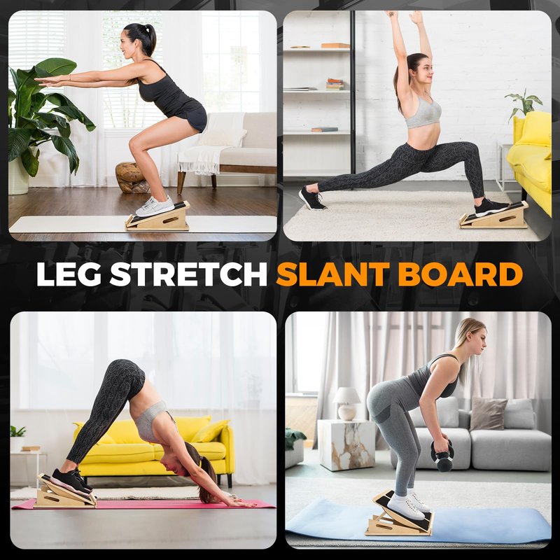 2-in-1 Wooden Balance Board with Adjustable Incline (15°–35°) – Slant Board & Calf Stretcher for Balance Training, Core Strength, and Ankle Mobility – Solid Wood, Non-Slip Surface, Ideal for Home Gym & Physical Therapy