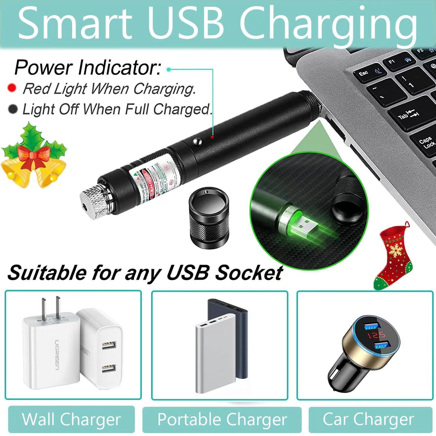 High Power Green Laser Pointer, Long Range Presentation Pen - Green