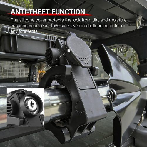 Locking Shovel Holder Quick Release Clamp, Anti-Theft Design,1" to 2" Diameter Tools Mount for Roof Rack Molle Panel Truck UTV ATV Off-Road Vehicle (2Pcs)