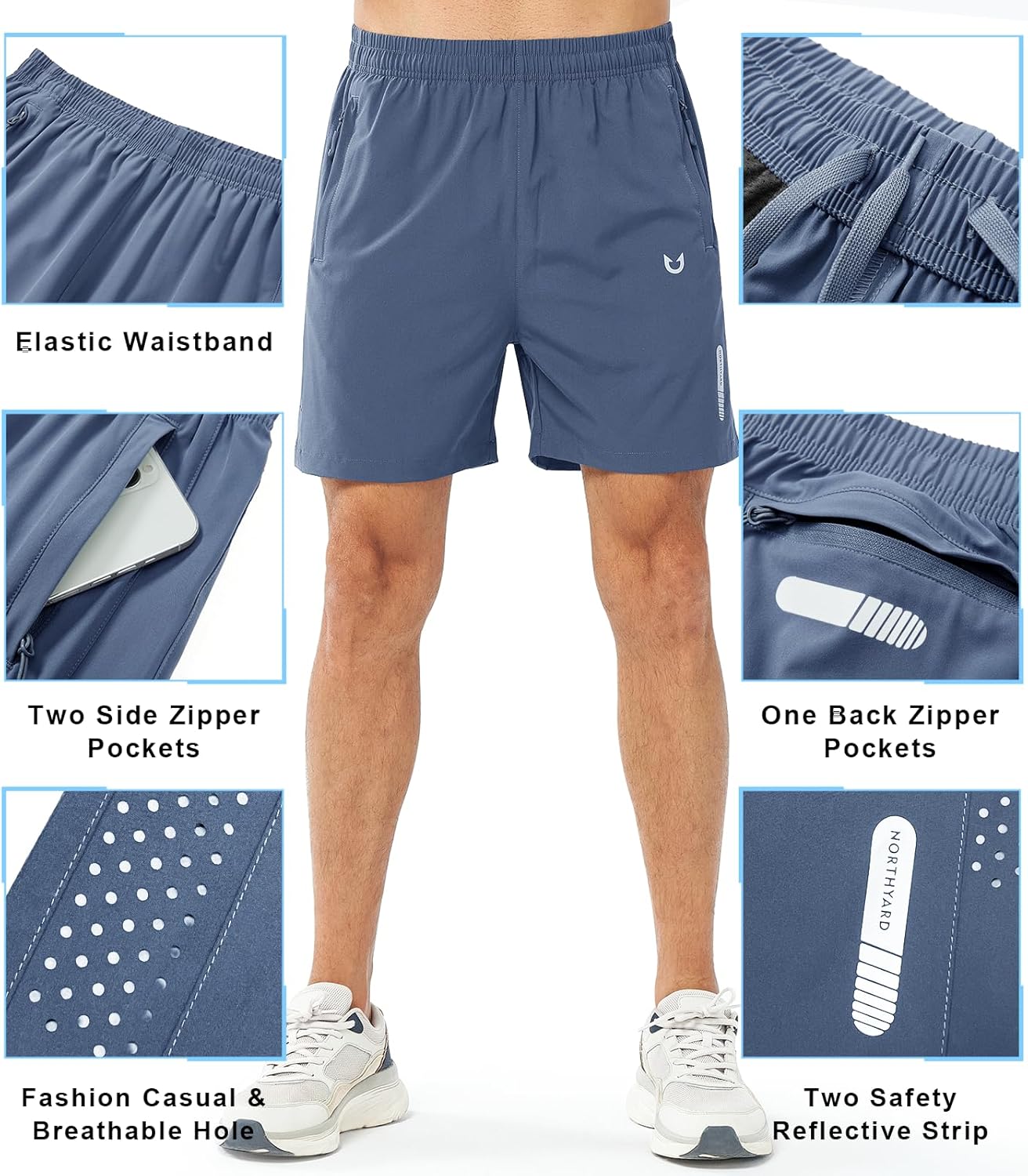 NORTHYARD Men's Athletic Running Shorts - Quick Dry Lightweight Gym Shorts | 5" 7" 9" Options