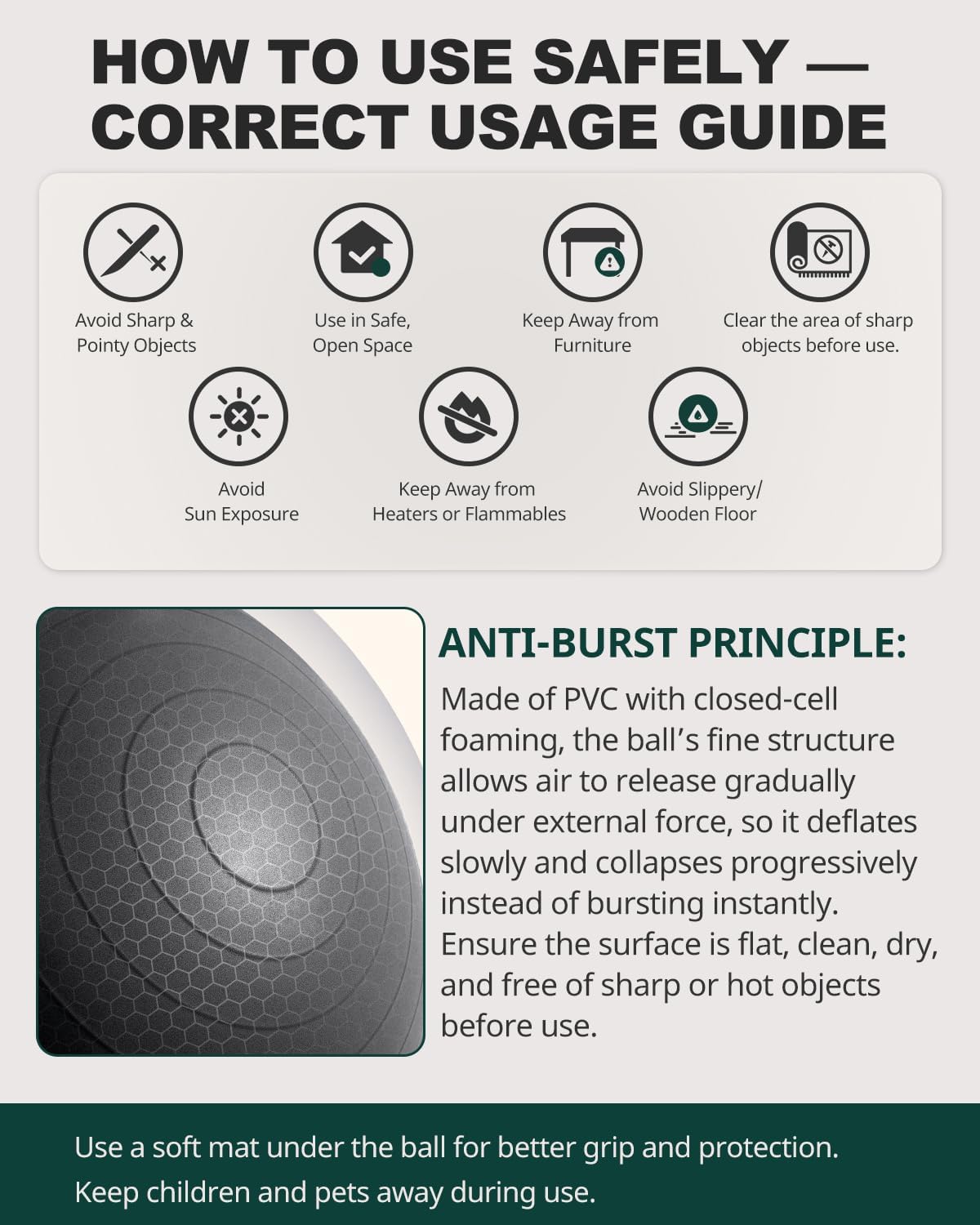 Trideer Exercise Ball - Stability Ball for Yoga, Pilates & Fitness | Core & Balance Training, 5 Sizes Available