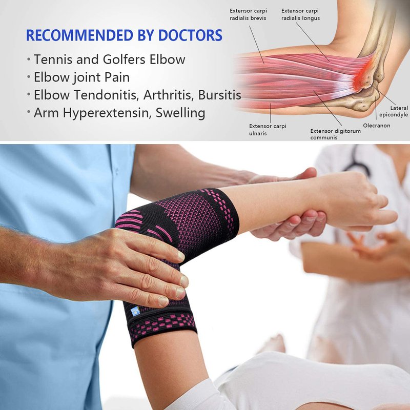 ABYON 3 Pack Professional Medical Grade Elbow Brace - Elbow Compression Sleeve (1pcs)+Tennis Elbow Brace (2pcs),Elbow Support Gear for Sports or Daily Use to Reduce Elbow Pain and Tendonitis | Tennis Elbow | Golfer's Elbow | Arthritis for Men and Women