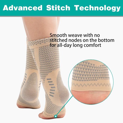 INDEEMAX Ankle Brace - Copper Infused Compression Sleeve for Pain Relief | Silver, Size S