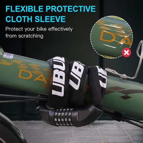 UBULLOX Bike Chain Lock 3FT 5-Digit Combination Bike Locks Anti-Theft Bicycle Lock 6mm Thick Resettable Steel Chain for Bicycle, Motorcycle, Scooter, Gate, Fence
