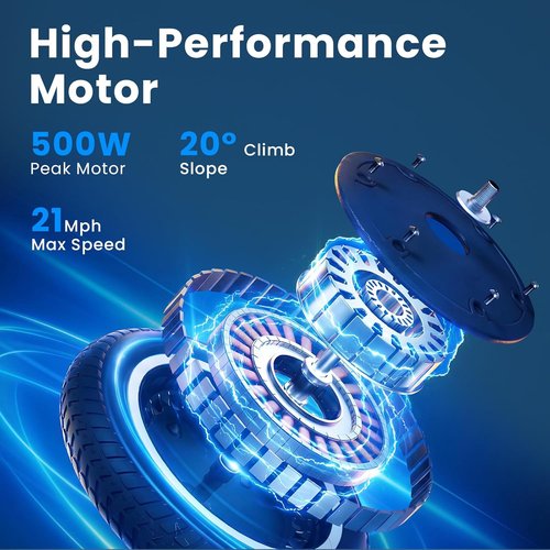 Electric Scooters | 500W Electric Scooter for Adults - 18/21 MPH, 21 Miles Range, APP & Cruise Control