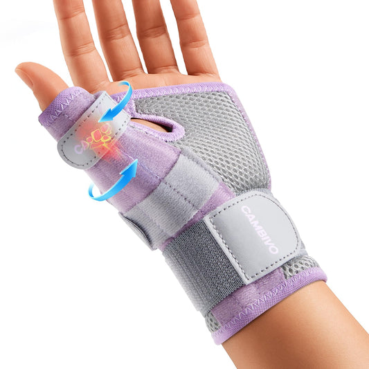 CAMBIVO Thumb Brace with Adjustable Straps, Breathable Wrist Support with Open-Palm for Arthritis, De Quervain's Tenosynovitis, Sprains, Fits Right or Left (Pink, S/M)