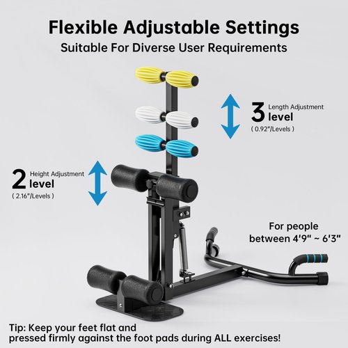Deep Squat Machine, with Roman Chair Function, Adjustable Glutes Trainer Machine, Core & Abs for Low Impact Lower Body Workouts, Home Gym Push-Up Exercises, Easy to Assemble, 300Lbs Capacity
