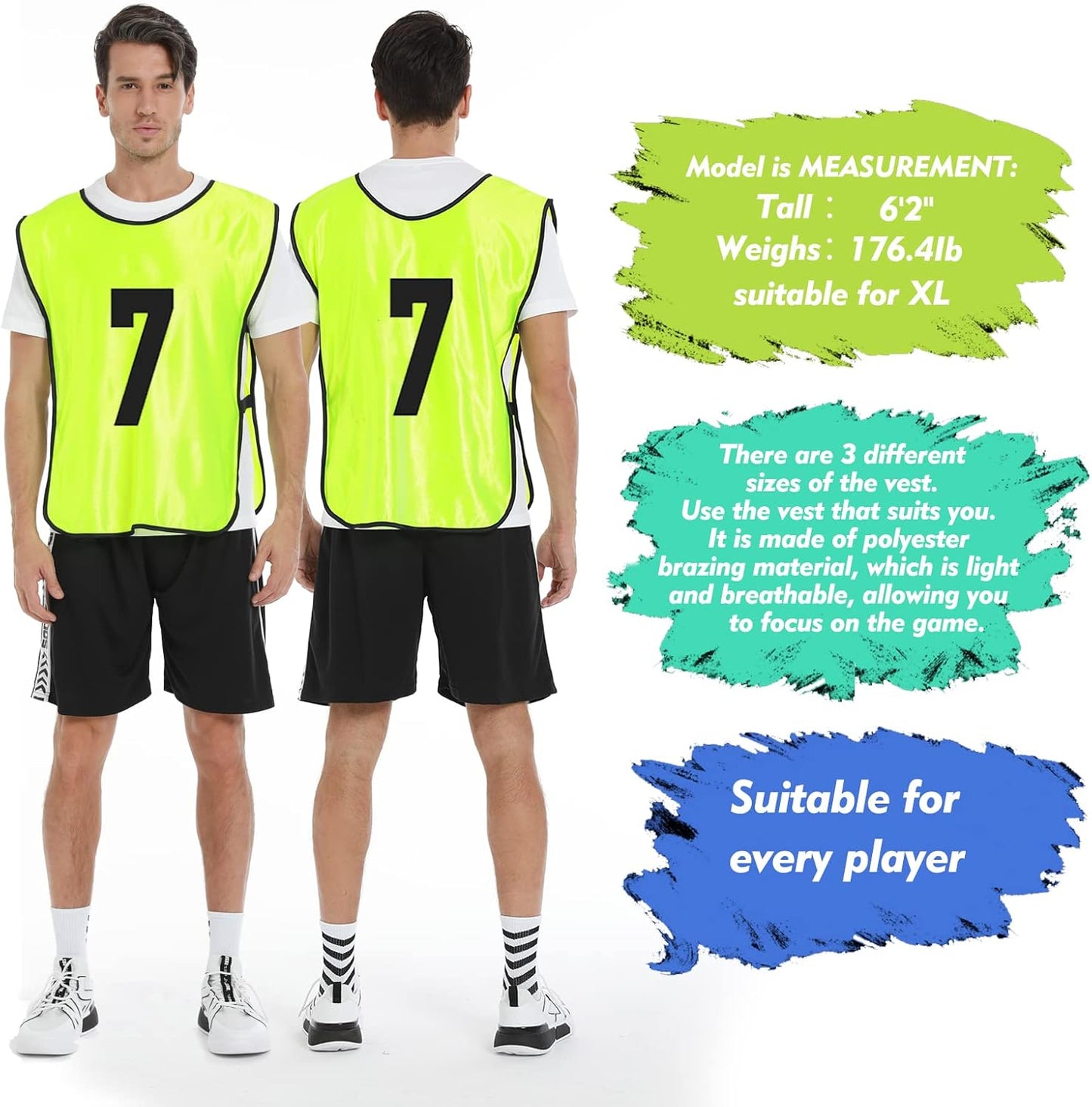 Skiennix Scrimmage Training Vests - 12 Pack Numbered Pinnies for Adult & Youth Soccer Practice