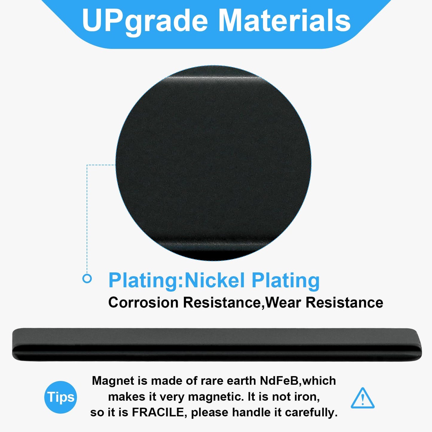 Glass Shower Magnet, 2.5" Shower Door Magnet Replacement Replacement for Swing Shower Doors (Black, 2 Pack)