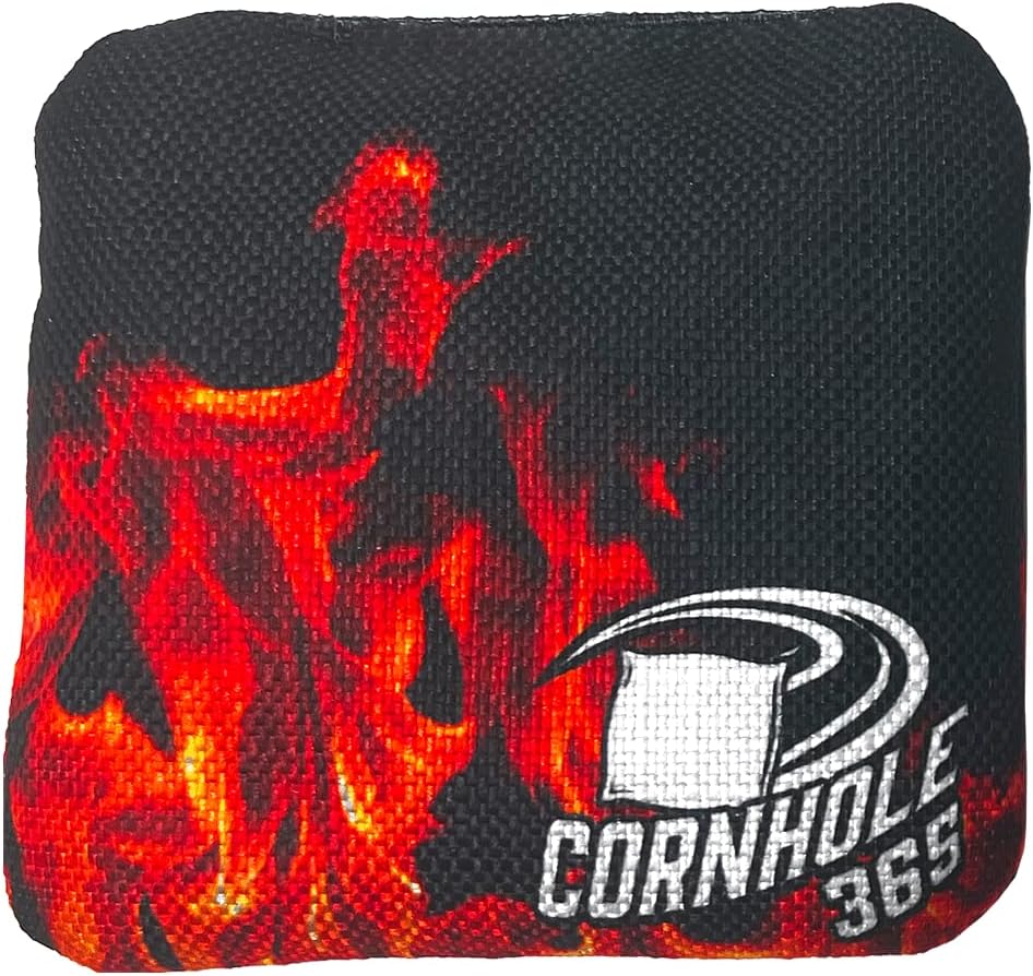 Cornhole365 Cornhole Bags - All-Weather, Heavy-Duty, Double-Stitched Fabric - Fire & Ice Design, Set of 8