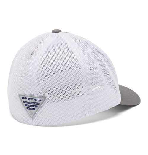 Columbia Unisex PFG Logo Mesh Ball Cap, Titanium/Hook, L/XL