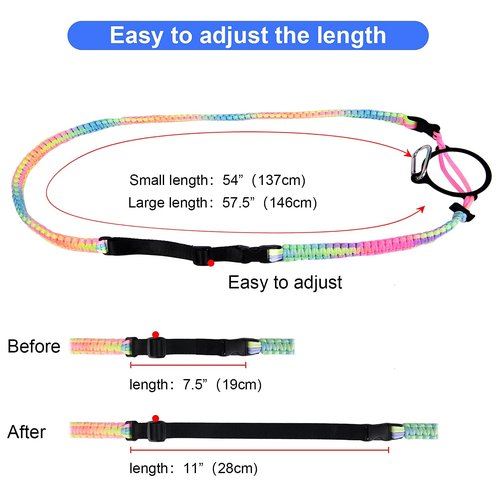 iLVANYA Paracord Handle with Adjustable Shoulder Strap -Compatible with Hydro Flask Wide Mouth Water Bottles -Sports Water Bottle Accessories for Men Women Hiking Travelling Camping (Bright Rainbow)
