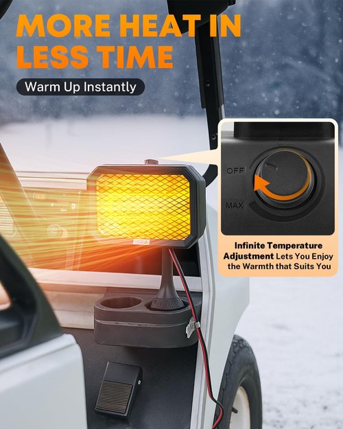 Kohree Golf Cart Heater Electric 36V with Infinite Temperature Adjustment, Wind-Resistant Carbon Fiber Heating Golf Cart Warmer Battery Operated for EZGO/TXT/Yamaha