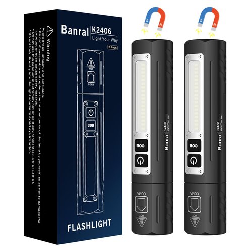 Banral Rechargeable Magnetic Small Flashlights High Lumens - Super Bright Powerful LED Tactical USB C Flashlight, 8 Modes, Dual Button Waterproof Pocket Flash Light for Emergency, Car, Camping