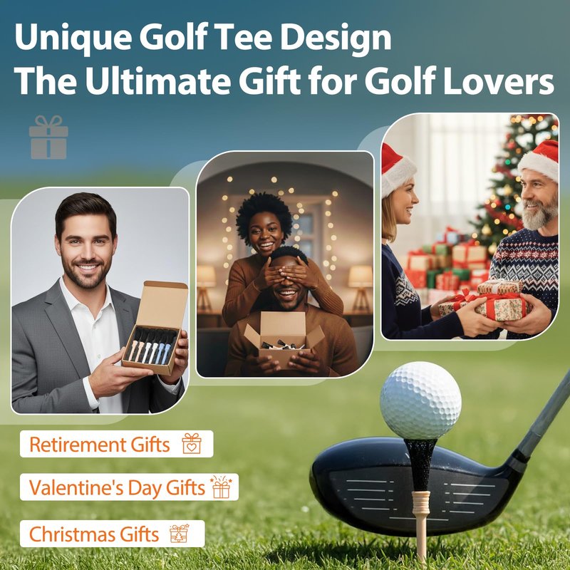 Potiera 6 Pack Golf Tees Plastic 3-1/4, Unique Golf Gifts for Men Golfers, Premium Golf Stuff Funny Golf Accessories for Men, Widened Top More Stable, Reduce Friction Side Spin, Enhanced Durability