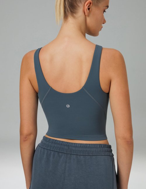 Colorfulkoala Dreamlux Womens Padded Sports Bra High Neck U-Back Yoga Running Workout Athletic Tank Top with Removable Cups(L, Dark-Jasper)