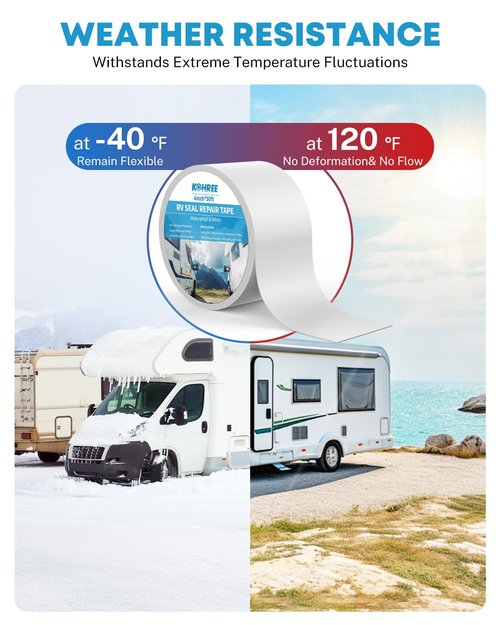 Kohree RV Sealant Tape - 4 Inch x 50 Foot Waterproof White Tape for RV, Boat & Window Repairs