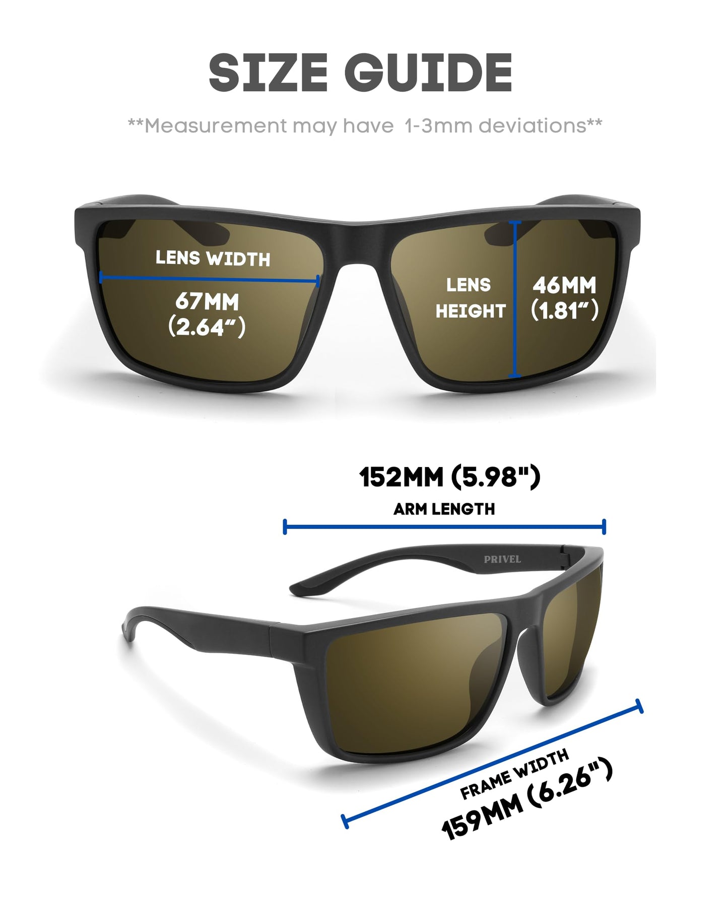 PRIVEL XXL Size Extra Large 159MM Sport Polarized Sunglasses for Big Wide Heads Men TR90 Outdoor Cycling Running Fishing (PMX006P-8)