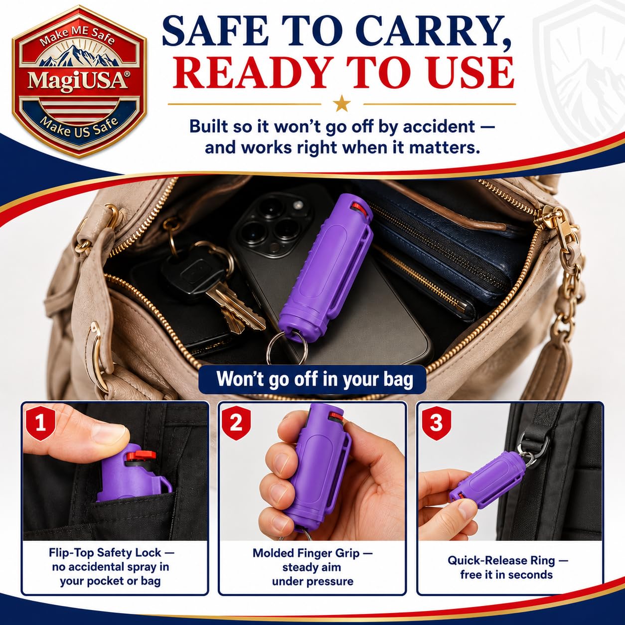 MagiUSA 8 Pack Pepper Spray Keychain for Self Defense, Multi Color