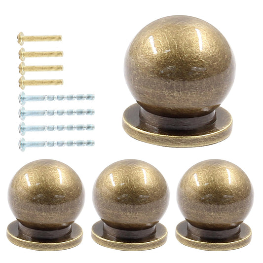 Jiozermi 4 Packs 1/2 Inch(12mm) Diameter Mini Round Solid Brass Knobs, Brass Pulls, Gold Mini Drawer Pulls, Mini Knobs for Jewelry Box, Bronze